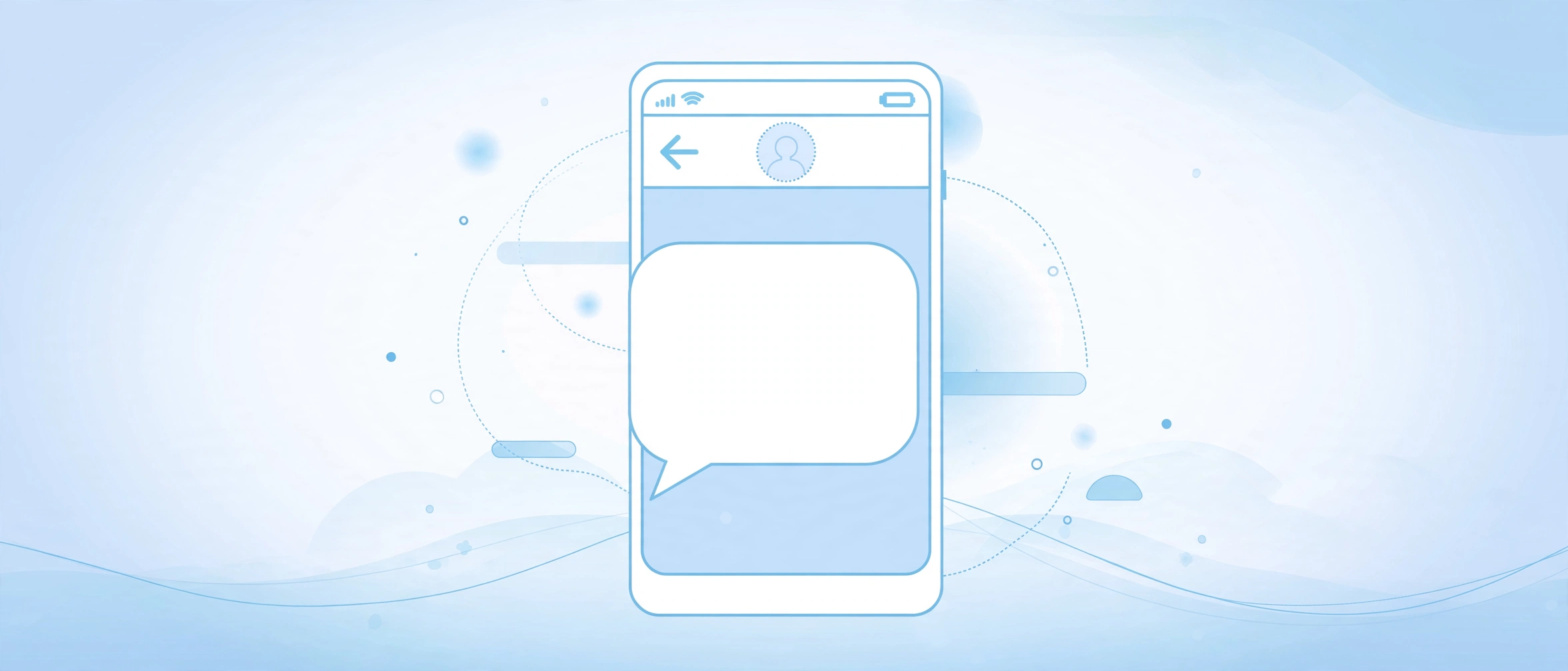 Phone showing an empty blank chat bubble in a messaging app